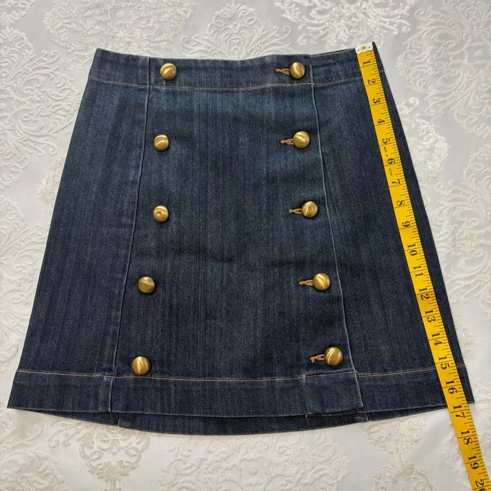 Michael Kors Denim Military Style Button A Line Mini Skirt  Size 0